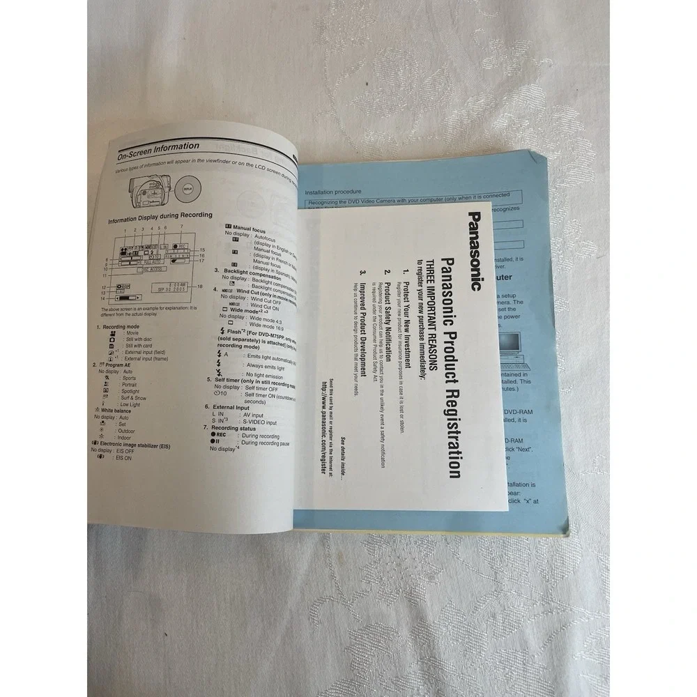 Panasonic Operating Instructions DVD Video Camera‎ Model VDR-M53PP Manual Only